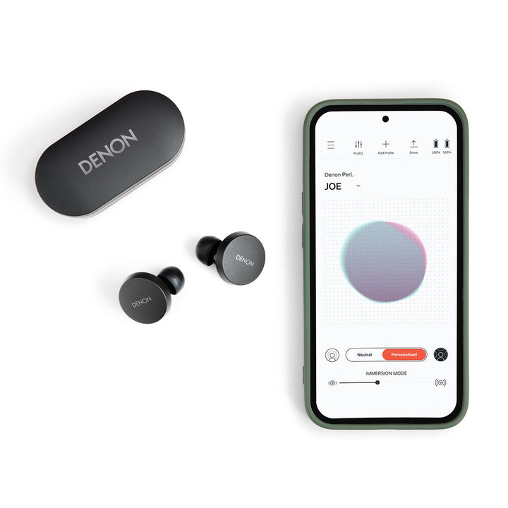 Denon PerL True Wireless Earbuds with Active Noise Cancellation & Adaptive Acoustic Technology (Black)