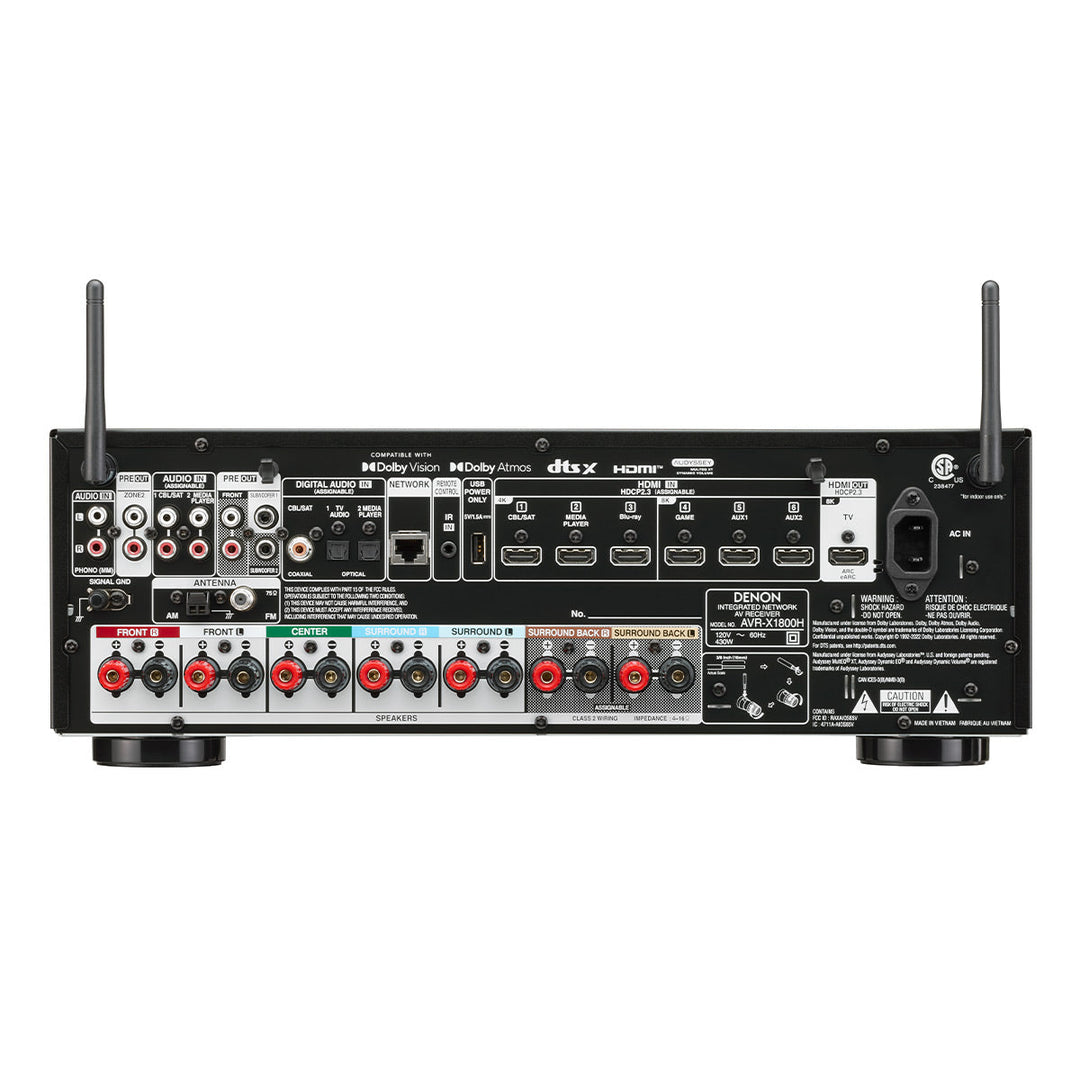 Denon AVRX1800H 7.2 Channel 175W 8K AV Receiver with HEOS® Built-in