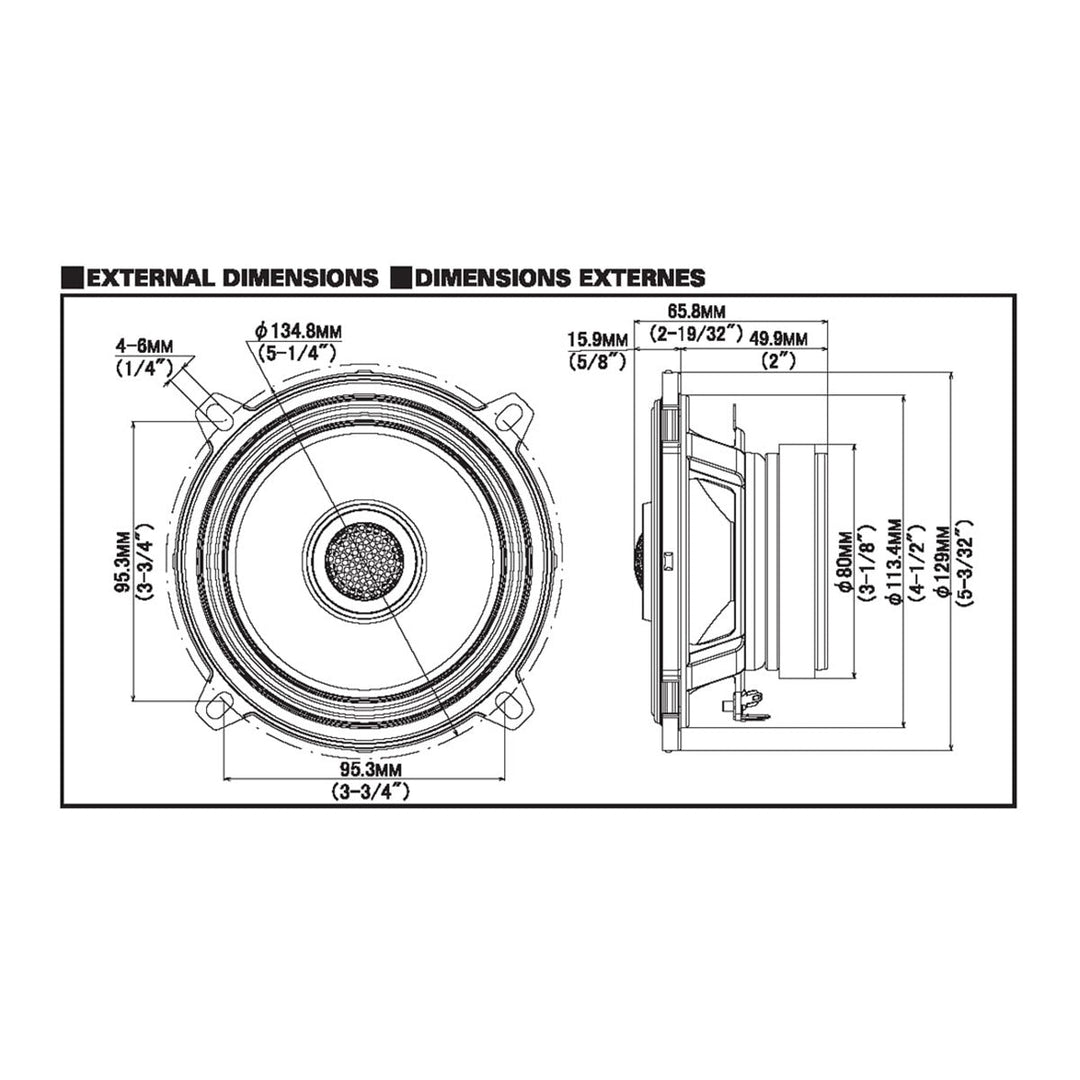 Alpine S2-S50 S-Series 5" 2-Way Coaxial Speakers – Pair – 60W RMS