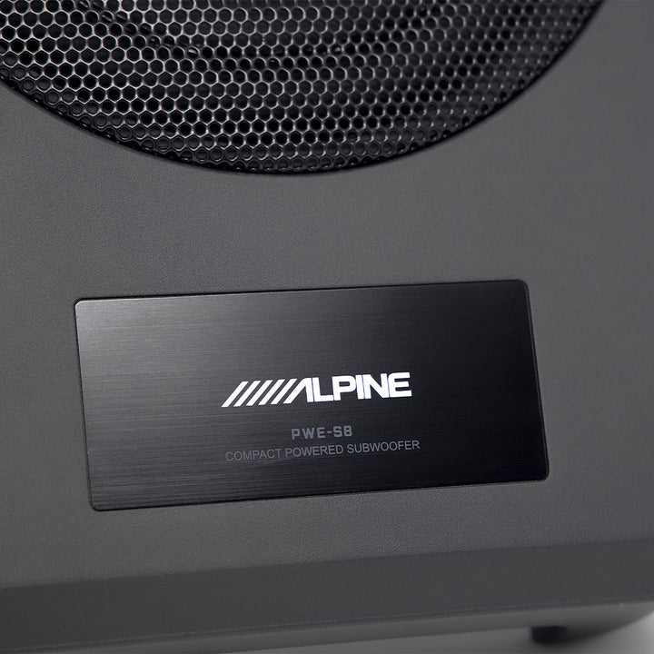 Alpine PWE-S8 Powered 8" Compact Subwoofer - Powerful Bass in a Compact Design