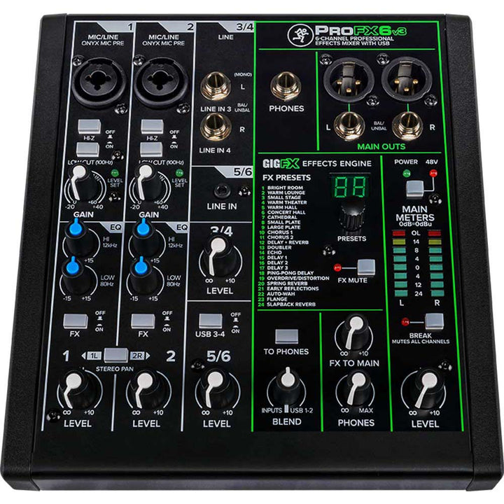 Mackie ProFX6v3 6-Channel Mixer with USB and Built-In Effects