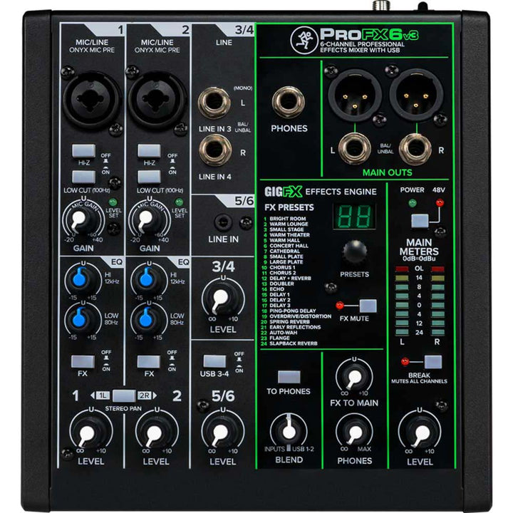 Mackie ProFX6v3 6-Channel Mixer with USB and Built-In Effects