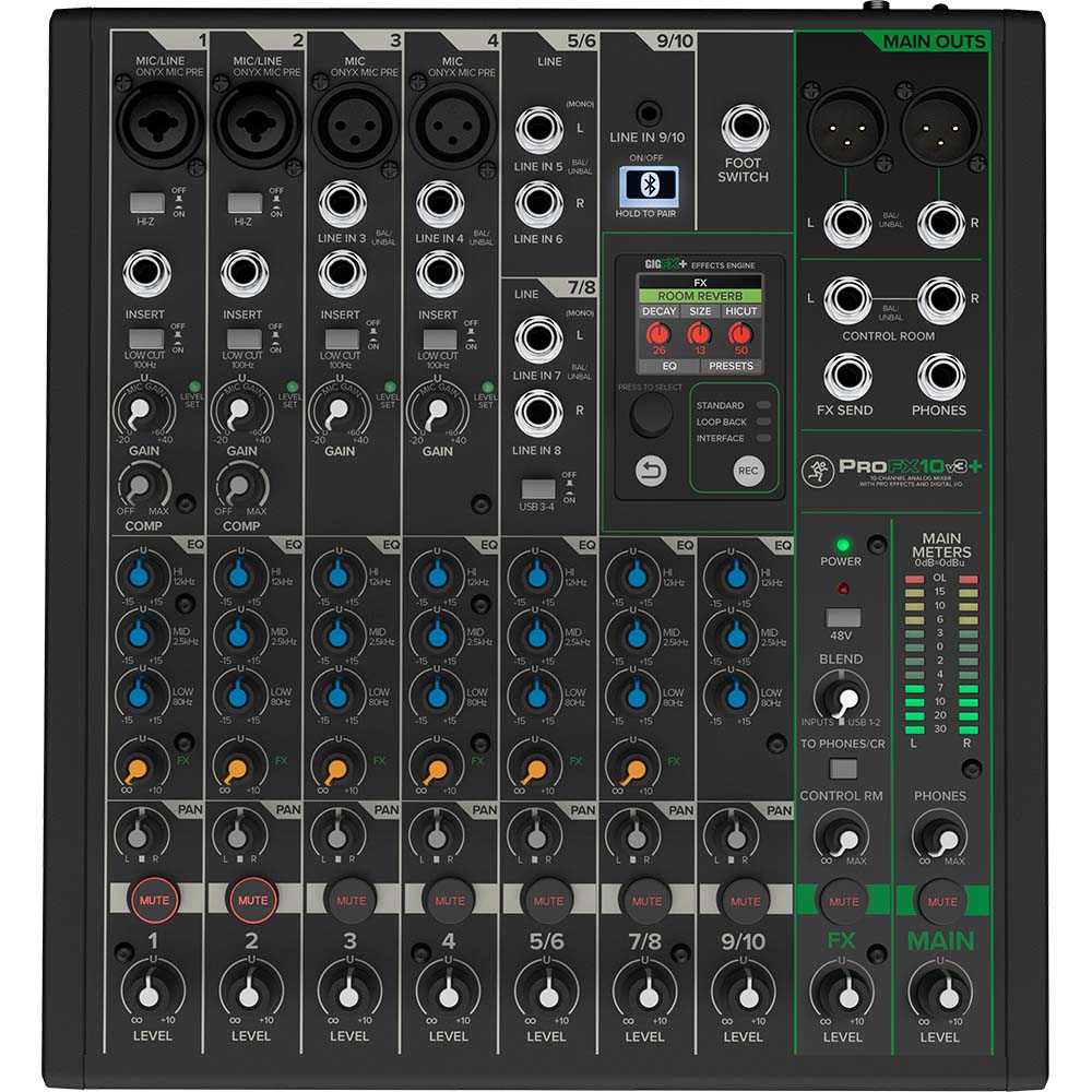 Mackie PROFX10V3+ 10-Channel Analog Mixer with USB