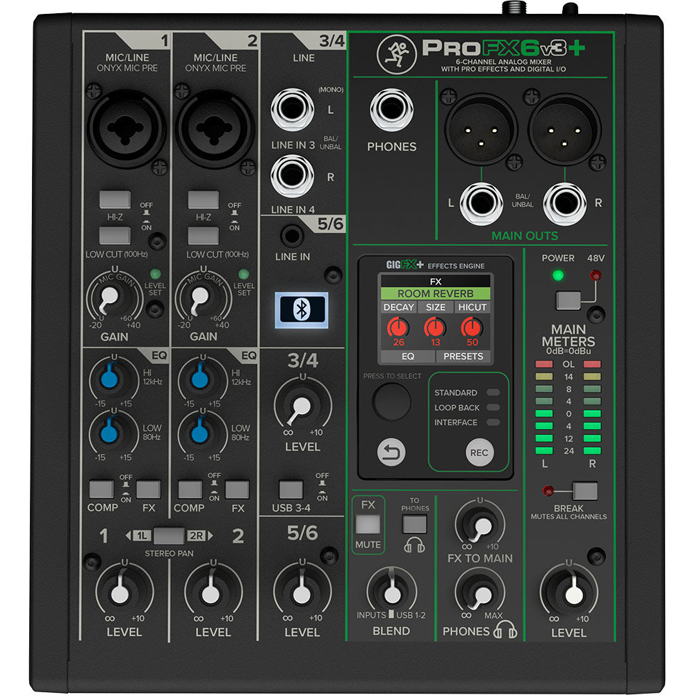 Mackie PROFX6V3+ 6-Channel Analog Mixer with USB & Bluetooth