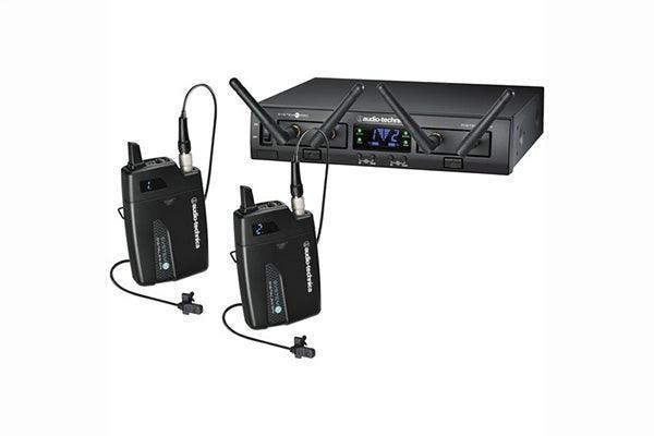 Audio-Technica ATW-1311/L System 10 PRO Digital Wireless System includes: ATW-RC13 rack-mount receiver chassis, ATW-RU13 receiver unit, aTW0T1001 x2 Unipak transmitter and MT830cW x2 lavalier microphone