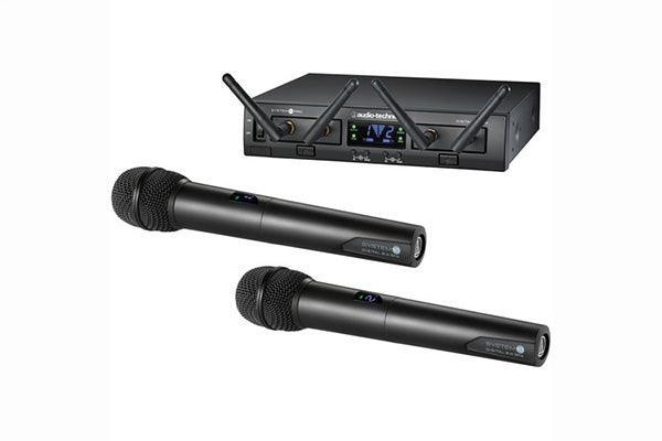 Audio-Technica ATW-1322 System 10 PRO Digital Wireless System includes: ATW-RC13 rack-mount receiver chassis, aTW-RU13 x2 receiver unit and ATW-T1002 x2 Handheld transmitter