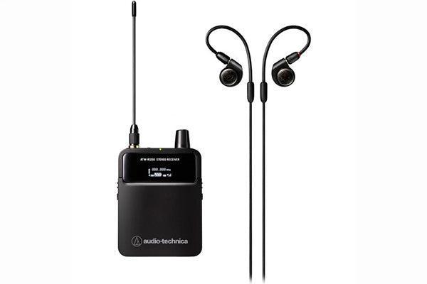 Audio-Technica ATW-R3250DF2 3000 Series Wireless In-Ear Monitor Receiver includes: ATH-E40 professional in-ear monitor headphones, 470-608 MHz