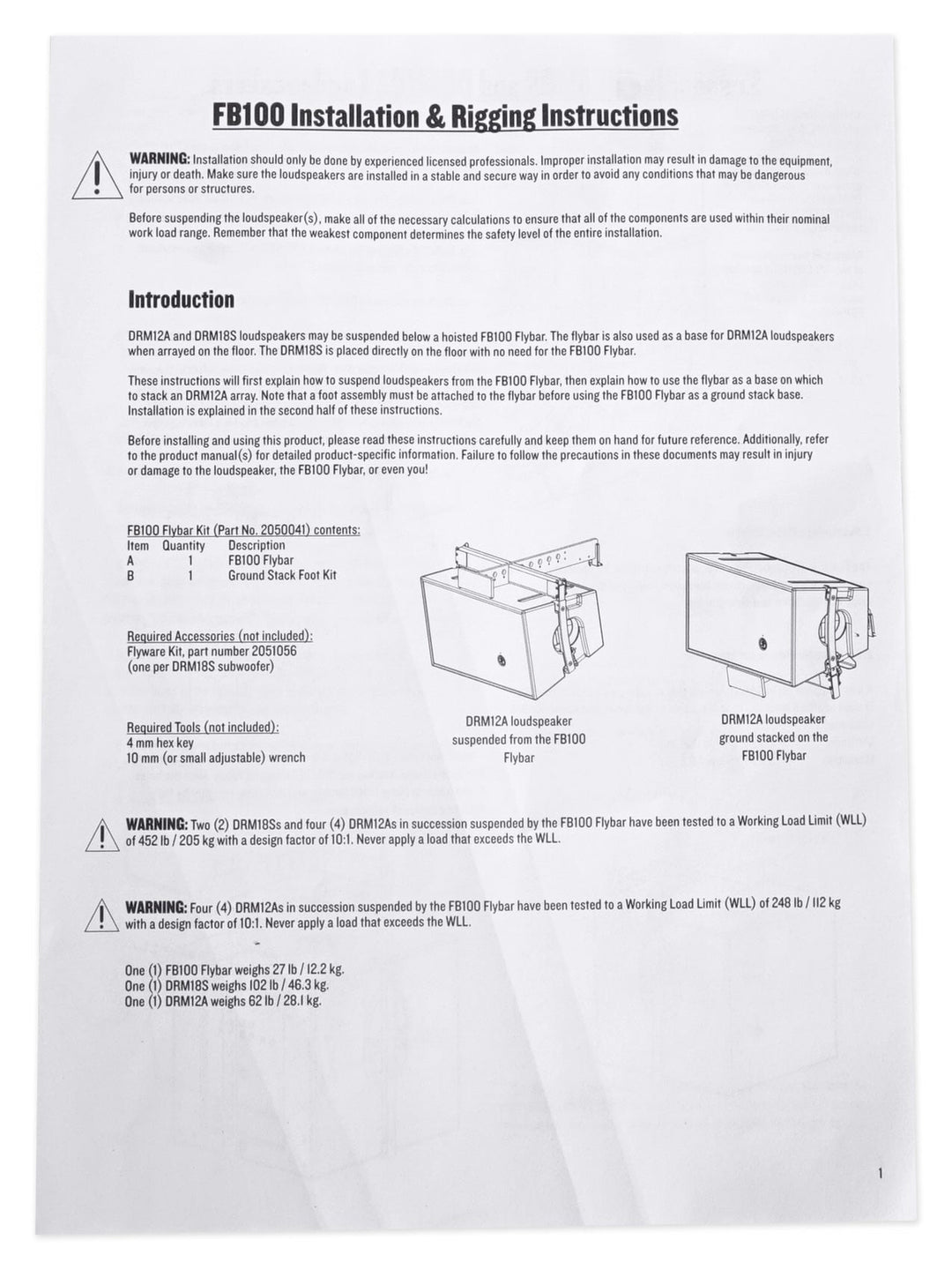 Mackie FB100 Flybar for DRM12A, DRM12A-P Speakers & DRM18S, DRM18S-P Subwoofers