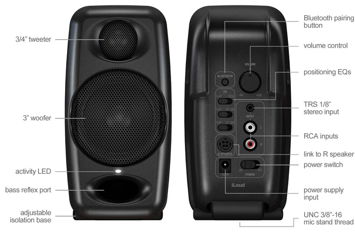 IK Multimedia iLoud Micro Monitors (PAIR) Bluetooth Compact Studio Monitors