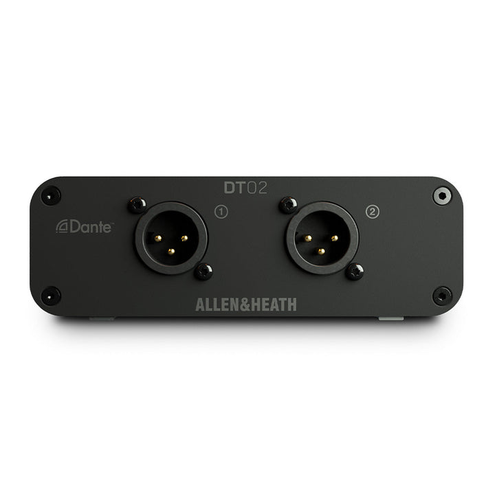 Allen and Heath 2out Dante output expander with XLR, PoE or DC, switchable 48kHz / 96kHz, surface mount ears, no power supply or rubber feet AH-DT-02-X