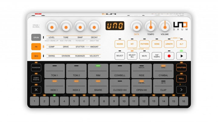 IK Multimedia UNO Drum Portable Analog/PCM Drum Machine - IPUNODRUMIN